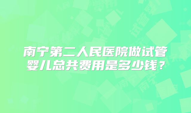 南宁第二人民医院做试管婴儿总共费用是多少钱？