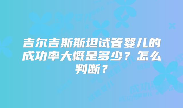 吉尔吉斯斯坦试管婴儿的成功率大概是多少？怎么判断？