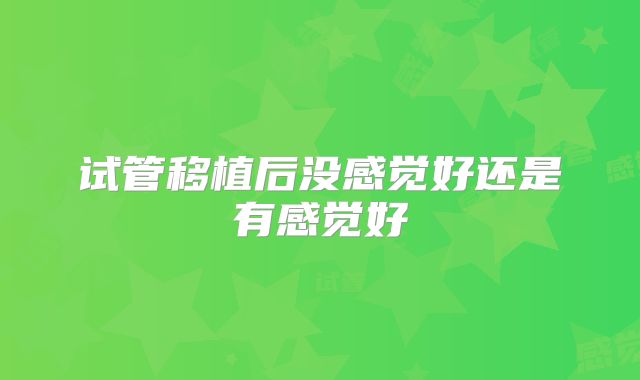 试管移植后没感觉好还是有感觉好