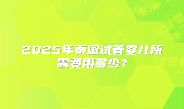 2025年泰国试管婴儿所需费用多少？