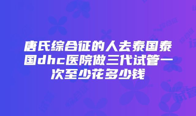 唐氏综合征的人去泰国泰国dhc医院做三代试管一次至少花多少钱