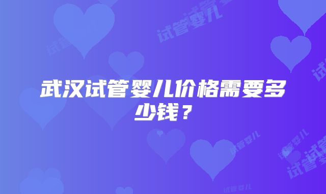 武汉试管婴儿价格需要多少钱?