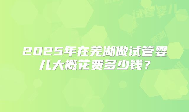2025年在芜湖做试管婴儿大概花费多少钱？