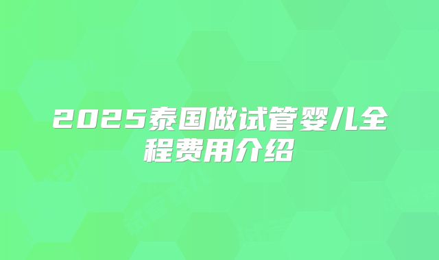 2025泰国做试管婴儿全程费用介绍