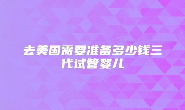 去美国需要准备多少钱三代试管婴儿