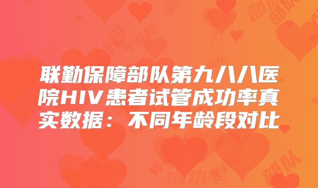 联勤保障部队第九八八医院HIV患者试管成功率真实数据：不同年龄段对比