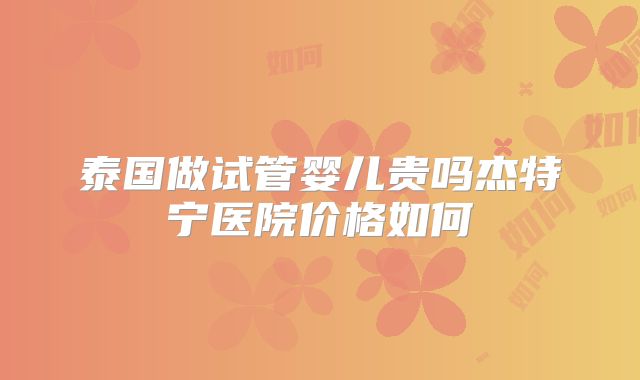 泰国做试管婴儿贵吗杰特宁医院价格如何