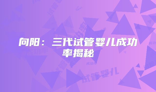 向阳：三代试管婴儿成功率揭秘