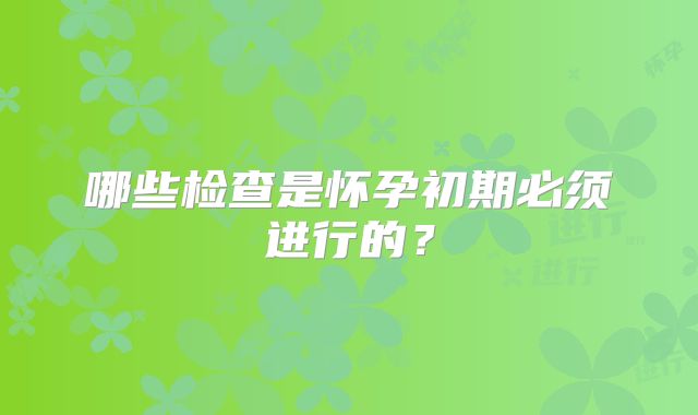 哪些检查是怀孕初期必须进行的？