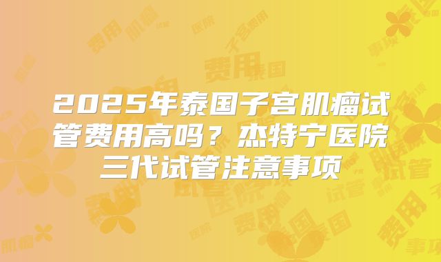 2025年泰国子宫肌瘤试管费用高吗？杰特宁医院三代试管注意事项