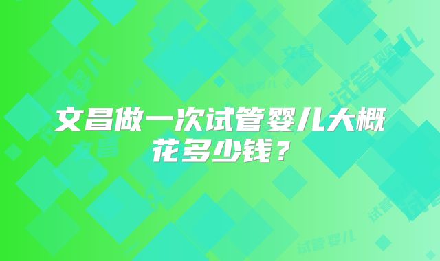文昌做一次试管婴儿大概花多少钱?