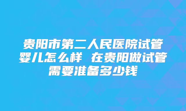 贵阳市第二人民医院试管婴儿怎么样 在贵阳做试管需要准备多少钱