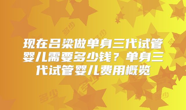 现在吕梁做单身三代试管婴儿需要多少钱？单身三代试管婴儿费用概览