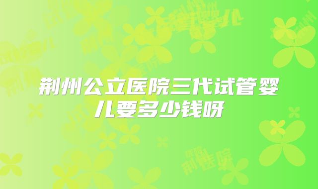 荆州公立医院三代试管婴儿要多少钱呀