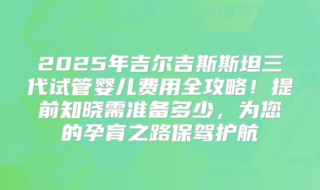 2025年吉尔吉斯斯坦三代试管婴儿费用全攻略!提前知晓需准备多少,为您的孕育之路保驾护航