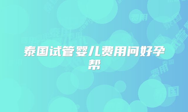 泰国试管婴儿费用问好孕帮