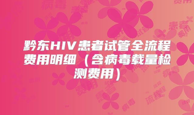 黔东HIV患者试管全流程费用明细(含病毒载量检测费用)