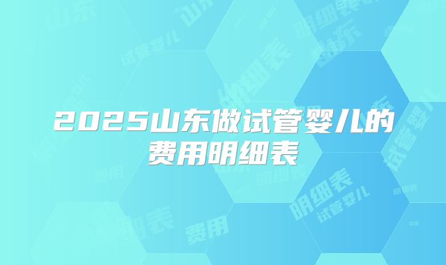 2025山东做试管婴儿的费用明细表