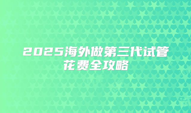 2025海外做第三代试管花费全攻略
