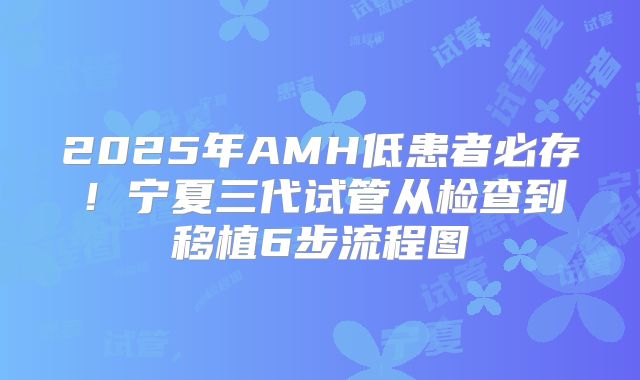 2025年AMH低患者必存！宁夏三代试管从检查到移植6步流程图