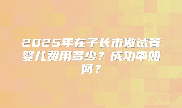 2025年在子长市做试管婴儿费用多少？成功率如何？