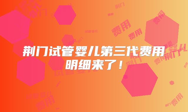 荆门试管婴儿第三代费用明细来了！
