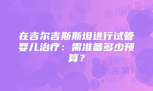 在吉尔吉斯斯坦进行试管婴儿治疗：需准备多少预算？