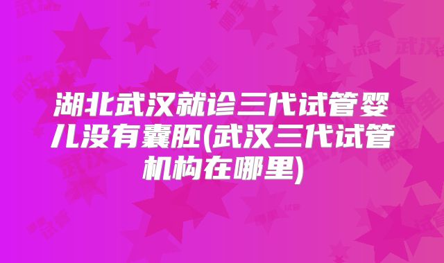 湖北武汉就诊三代试管婴儿没有囊胚(武汉三代试管机构在哪里)