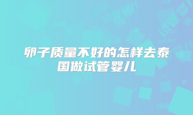 卵子质量不好的怎样去泰国做试管婴儿