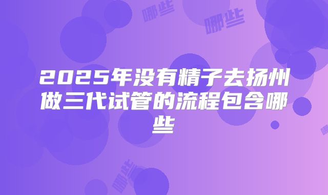 2025年没有精子去扬州做三代试管的流程包含哪些