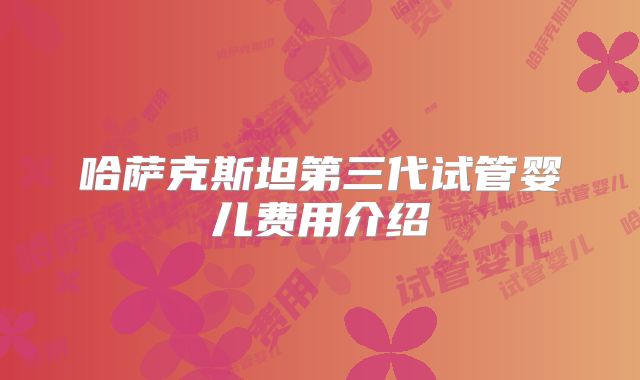 哈萨克斯坦第三代试管婴儿费用介绍