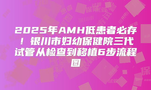2025年AMH低患者必存！银川市妇幼保健院三代试管从检查到移植6步流程图