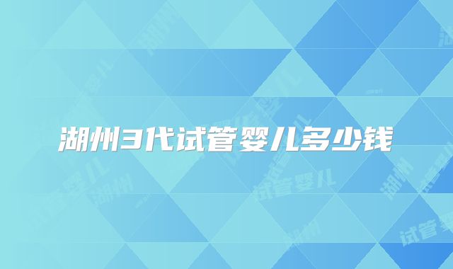湖州3代试管婴儿多少钱