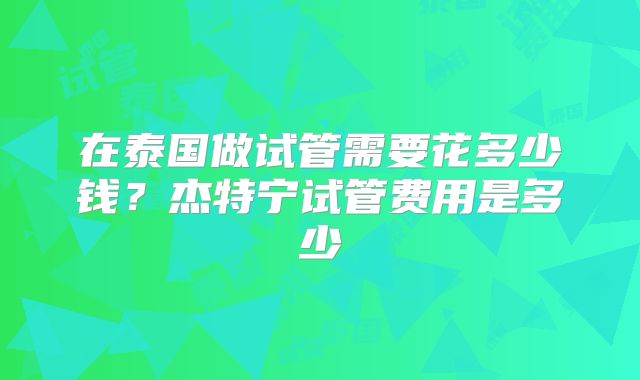 在泰国做试管需要花多少钱？杰特宁试管费用是多少