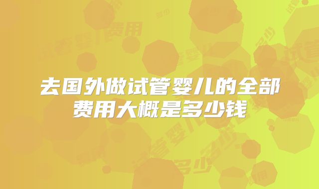 去国外做试管婴儿的全部费用大概是多少钱