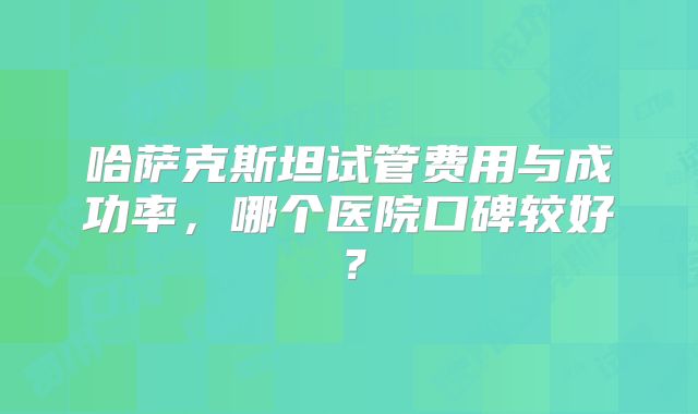 哈萨克斯坦试管费用与成功率，哪个医院口碑较好？