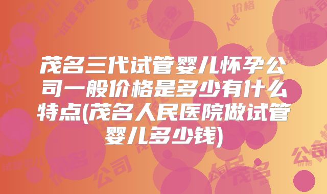 茂名三代试管婴儿怀孕公司一般价格是多少有什么特点(茂名人民医院做试管婴儿多少钱)