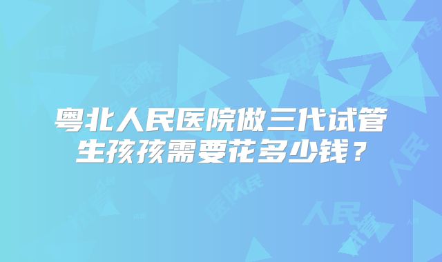 粤北人民医院做三代试管生孩孩需要花多少钱？