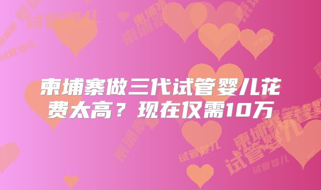柬埔寨做三代试管婴儿花费太高？现在仅需10万
