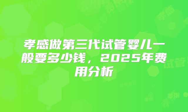 孝感做第三代试管婴儿一般要多少钱,2025年费用分析