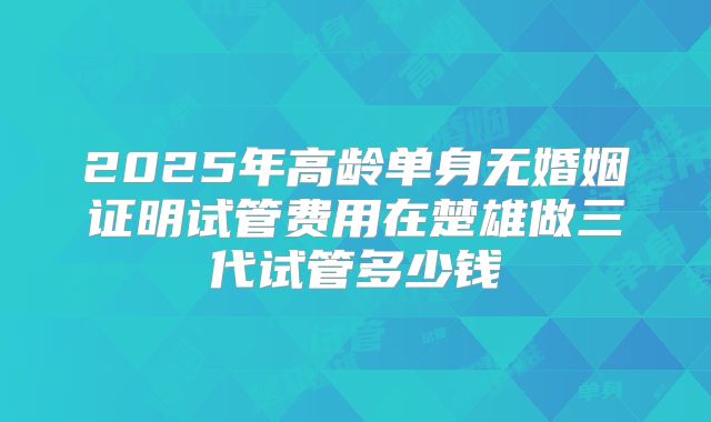 2025年高龄单身无婚姻证明试管费用在楚雄做三代试管多少钱