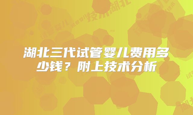 湖北三代试管婴儿费用多少钱？附上技术分析