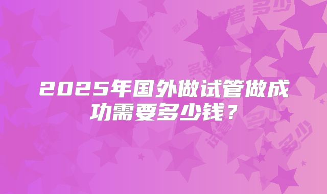 2025年国外做试管做成功需要多少钱？