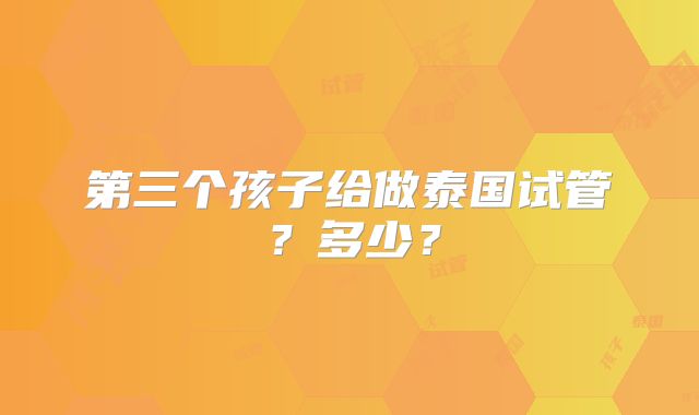 第三个孩子给做泰国试管?多少?