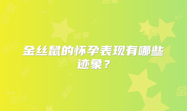 金丝鼠的怀孕表现有哪些迹象?