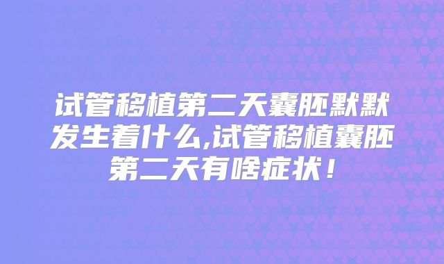 试管移植第二天囊胚默默发生着什么,试管移植囊胚第二天有啥症状!