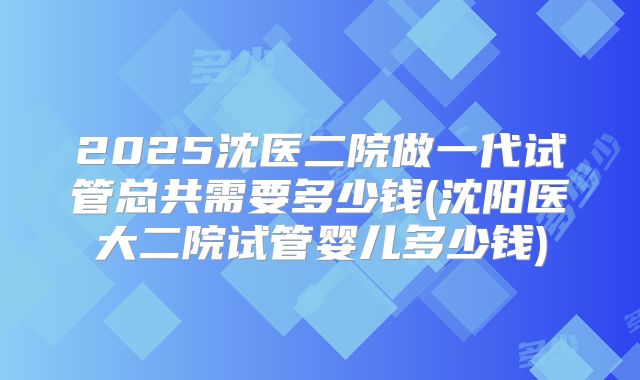 2025沈医二院做一代试管总共需要多少钱(沈阳医大二院试管婴儿多少钱)