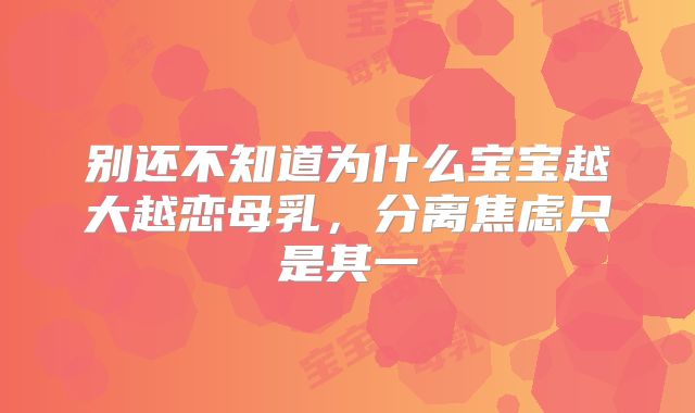 别还不知道为什么宝宝越大越恋母乳，分离焦虑只是其一