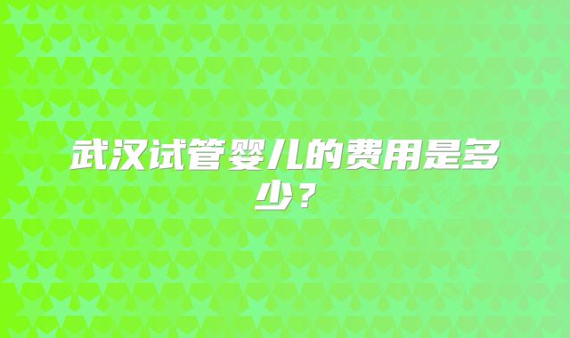 武汉试管婴儿的费用是多少？