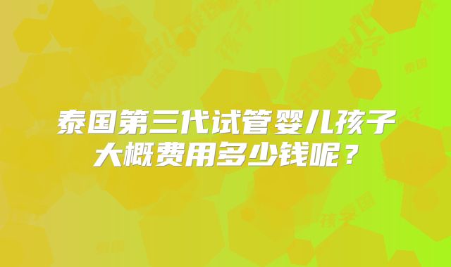 泰国第三代试管婴儿孩子大概费用多少钱呢?